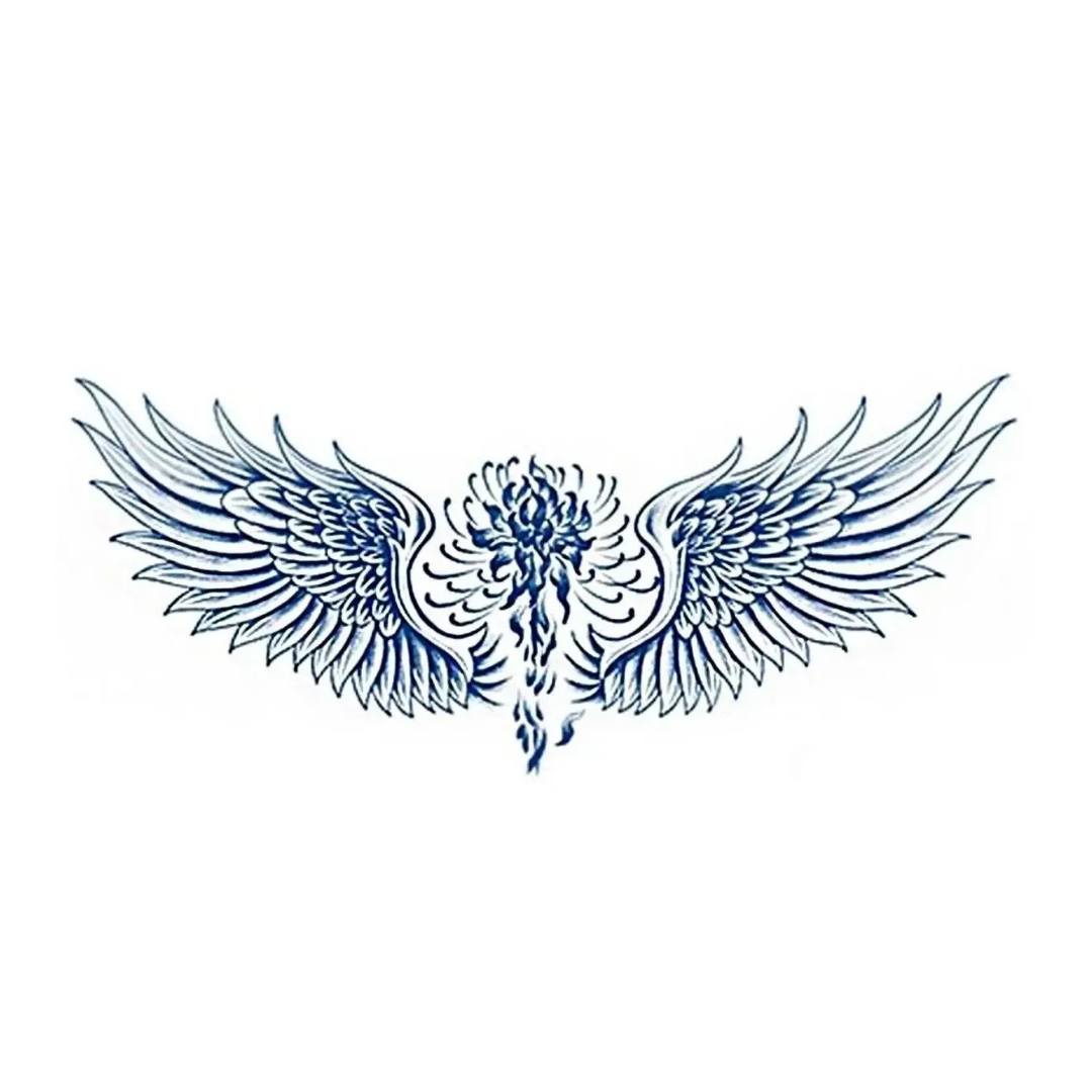 Kanat Figürlü Göğüs ve Sırt Yarı Kalıcı Dövme