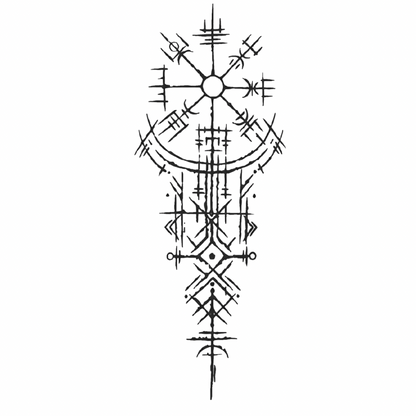 Viking Pusulası 2 Figürlü Orta Boy Yarı Kalıcı Dövme MY192 MyTattoo