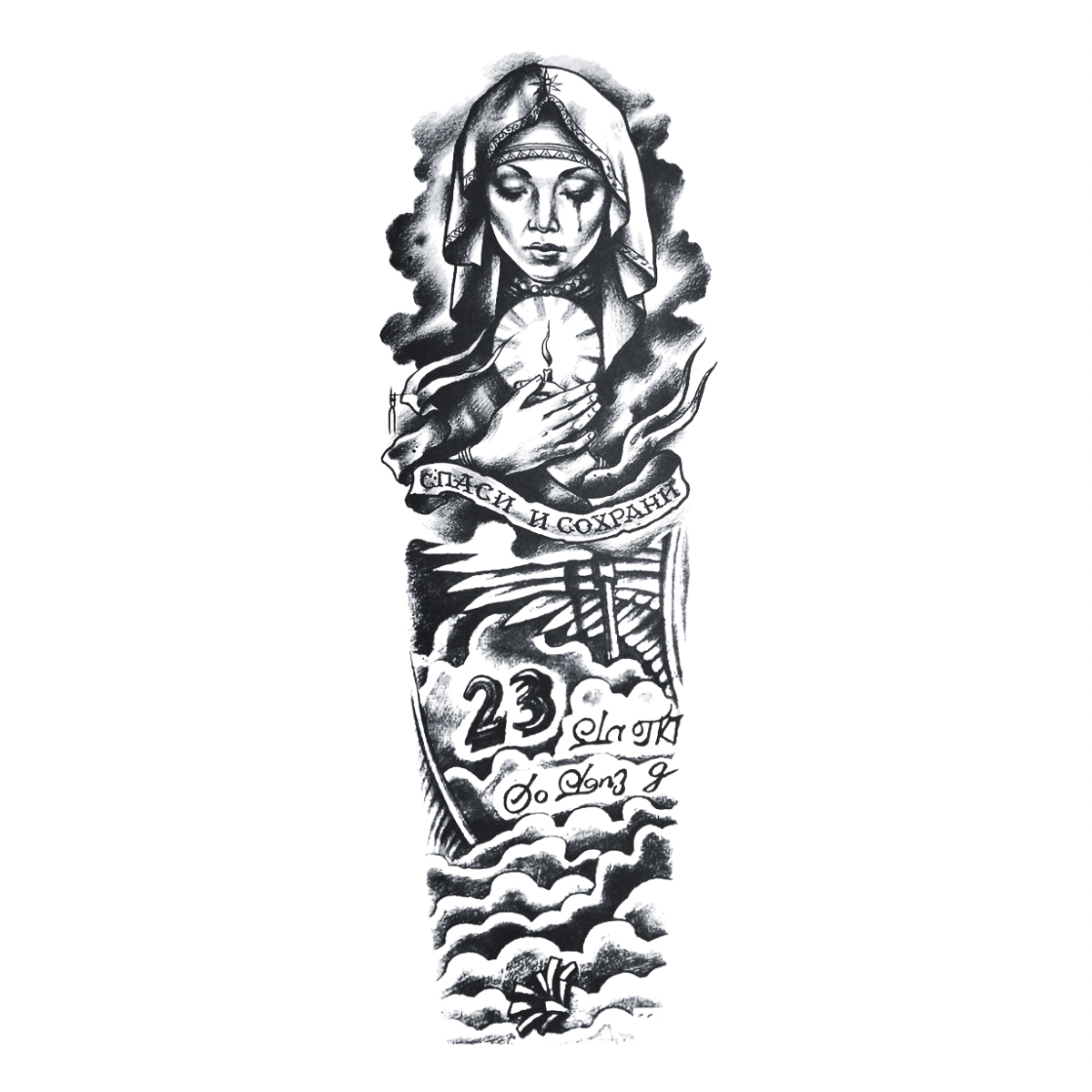Zamanın Annesi Figürlü Kol Kaplama Yarı Kalıcı Dövme-MY127 MyTattoo