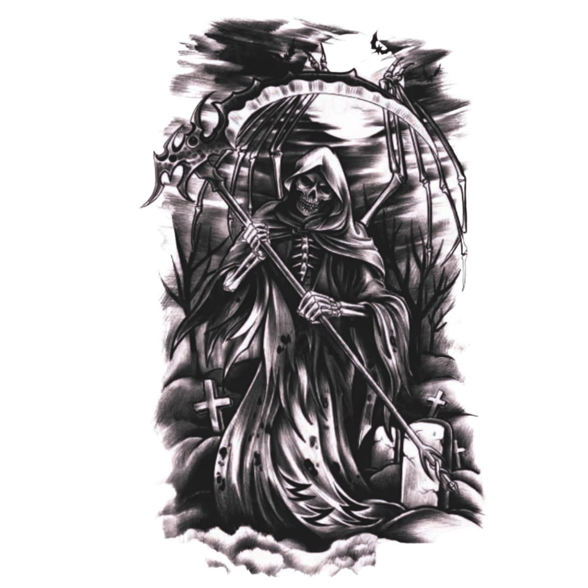 Mezarlık Bekçisi Orta Boy Yarı Kalıcı Dövme MY142 MyTattoo