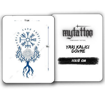 Viking Hayat Pusulası Yarı Kalıcı Dövme 1 Ay Kalıcı