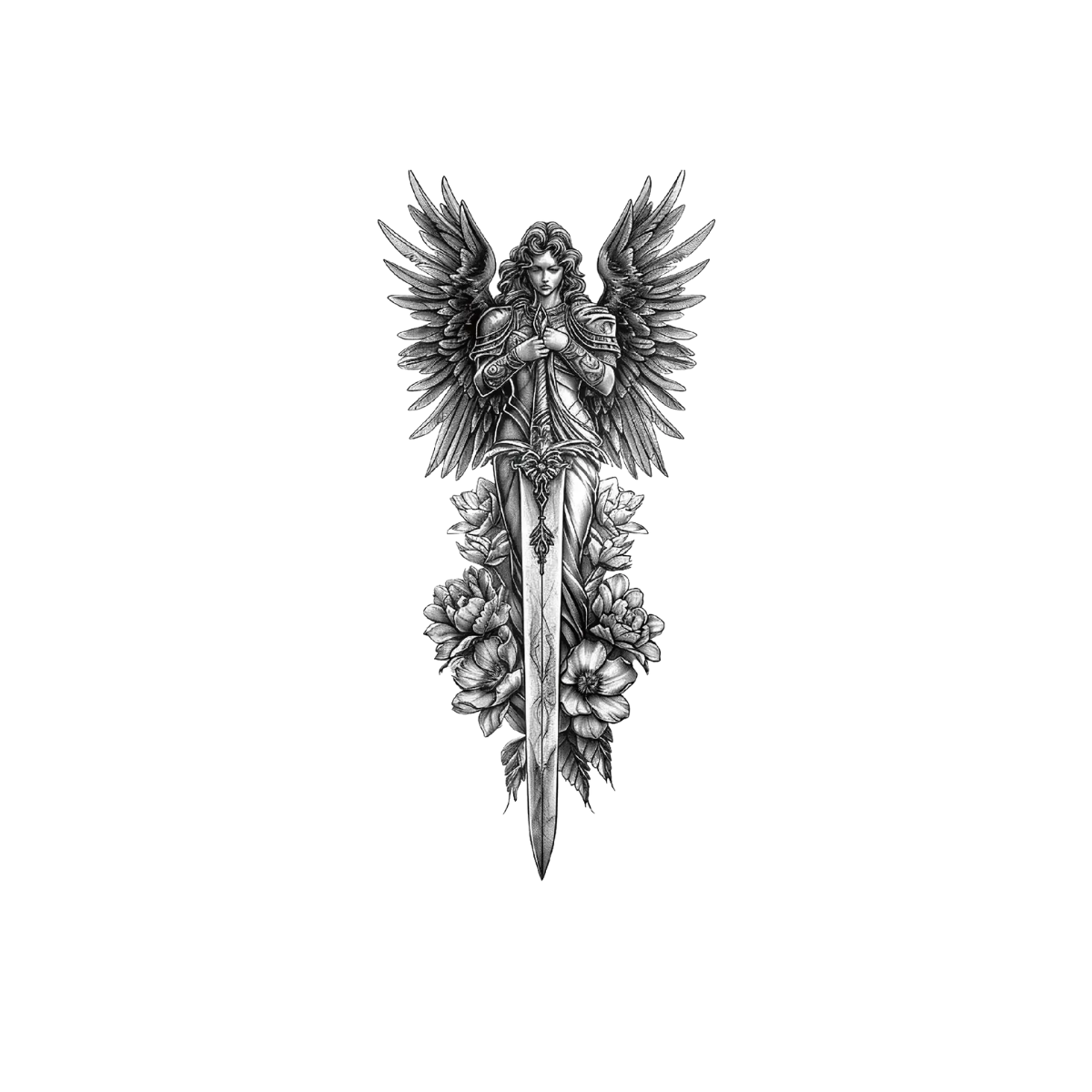 Savaşçı Melek Yarım Kol Geçici Dövme G316 MyTattoo