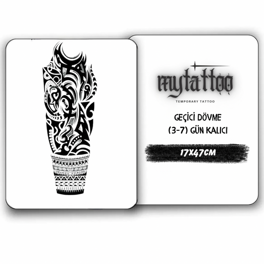 Tribal Dalga Figürlü  Kol Kaplama Geçici Dövme G280 MyTattoo