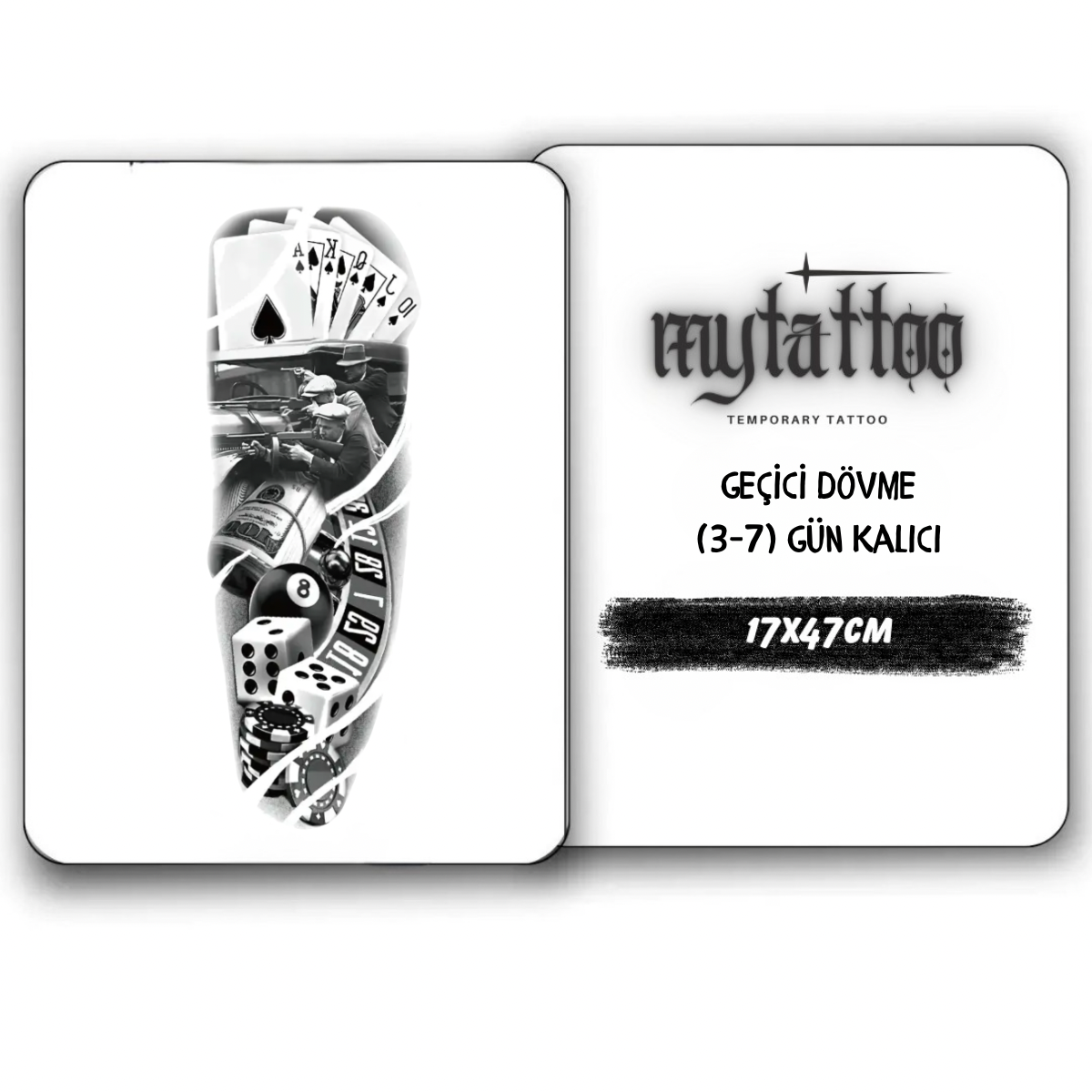 Büyük Vurgun Figürlü Kol Kaplama Geçici Dövme G284 MyTattoo