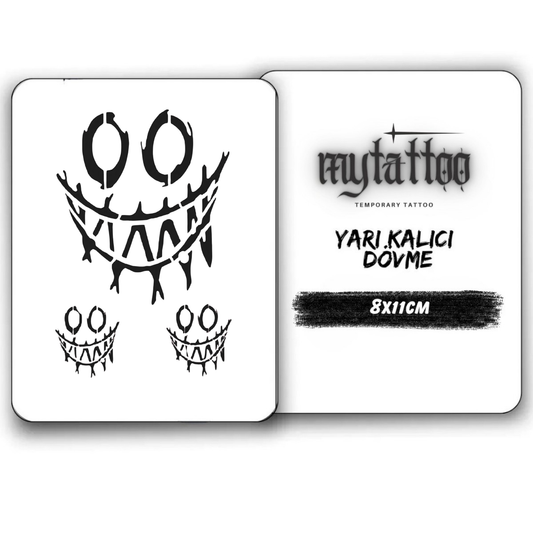 3'lü Dikenli Gülüş Figürlü Küçük Boy Yarı Kalıcı Dövme-MY40