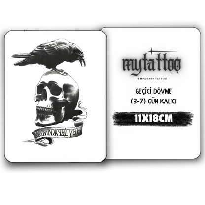 Kuzgun&İskelet Figürlü Orta Boy Geçici Dövme G301 MyTattoo