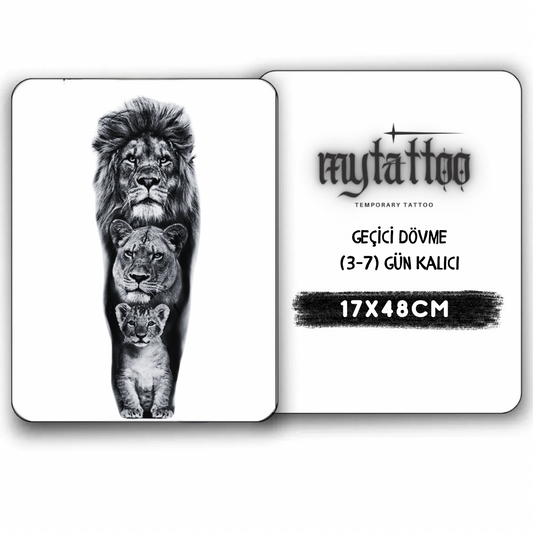 Aslan ailesi Kol Kaplama Geçici Dövme G331 MyTattoo