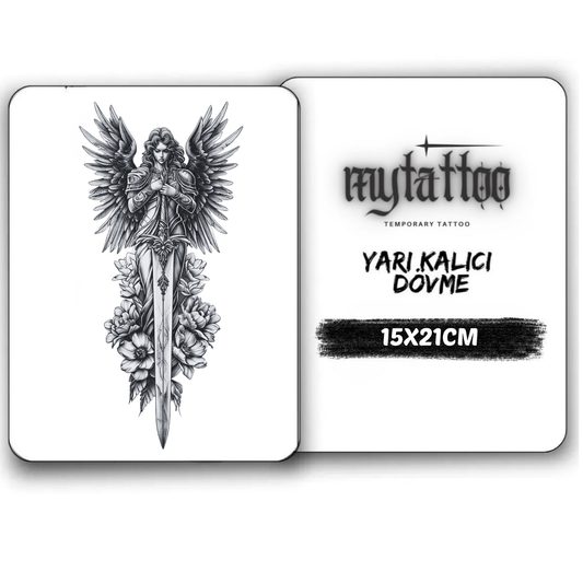 Savaşçı Melek Figürlü Yarım Kol Yarı Kalıcı Dövme MY277