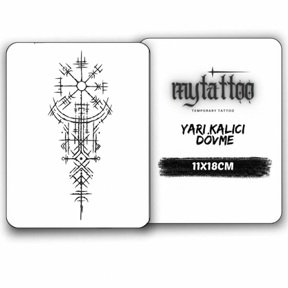 Viking Pusulası 2 Figürlü Orta Boy Yarı Kalıcı Dövme MY192 MyTattoo