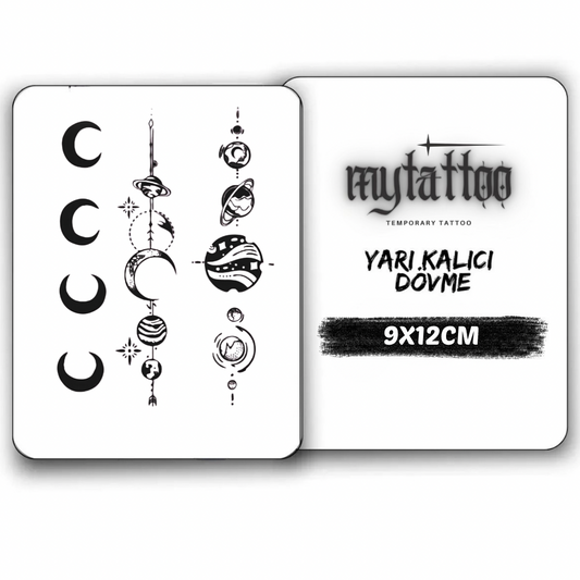 3 Adet Gezegen Figürlü Küçük Boy Yarı Kalıcı Dövme MY150