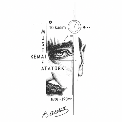 Atatürk&Çizgiler Figürlü Orta Boy Yarı Kalıcı Dövme MY169 MyTattoo
