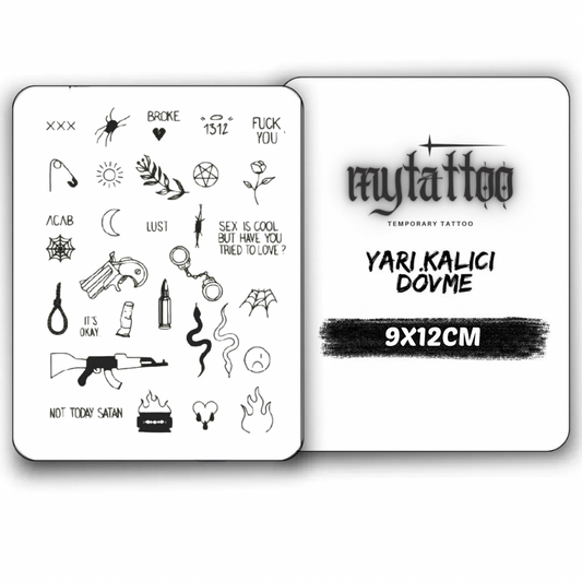 Karışık Mini Figürlü Küçük Boy Yarı Kalıcı Dövme MY149