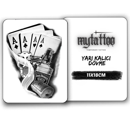 Kumarbaz Orta Boy Yarı Kalıcı Dövme MY243 MyTattoo