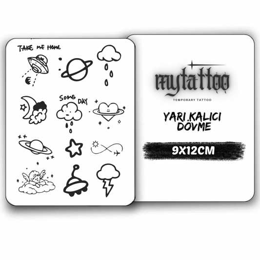 Sevimli Doodle 16'li Mini Küçük Boy Yarı Kalıcı Dövme MY148