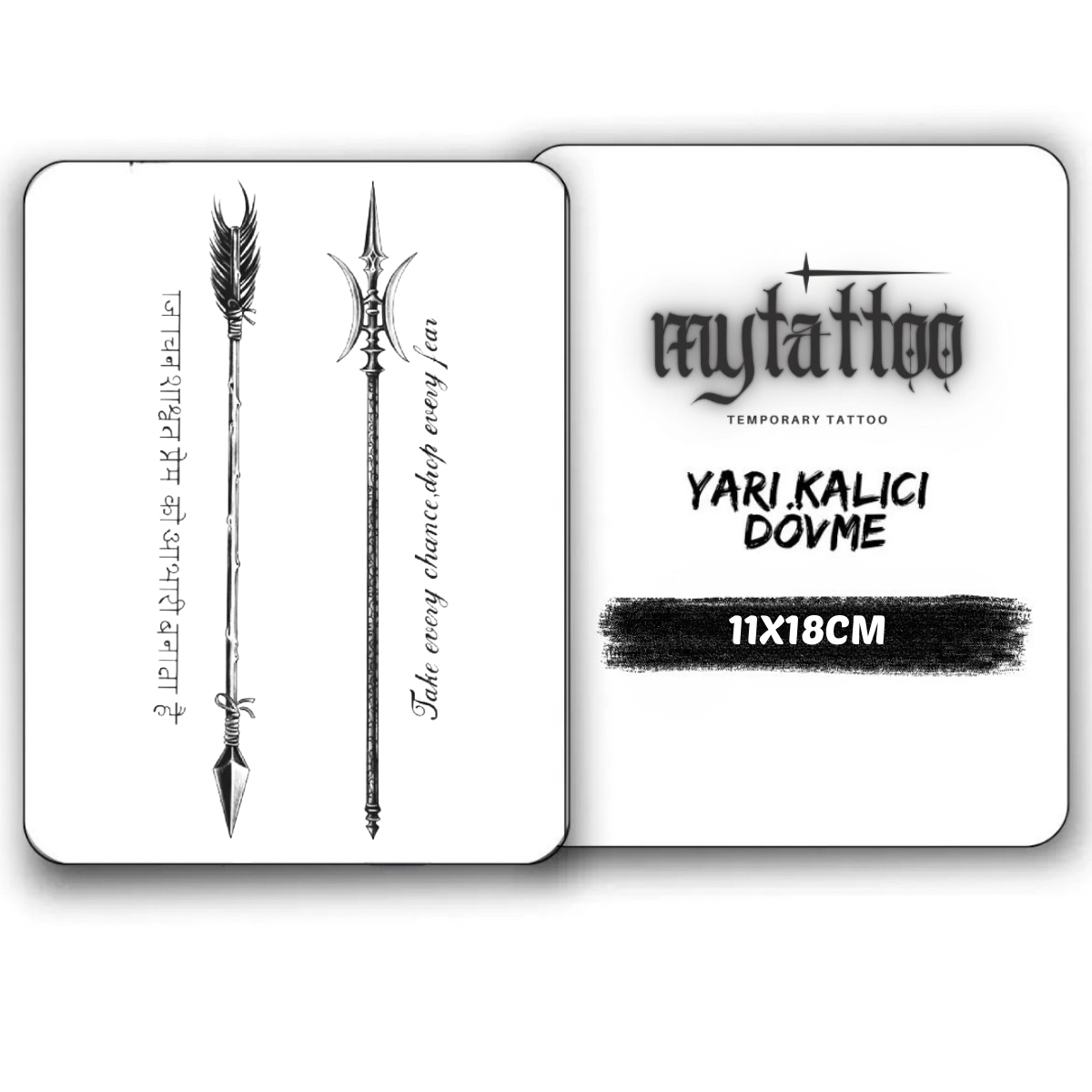 Yazı Ok Figür Orta Boy Yarı Kalıcı Dövme MY215 MyTattoo