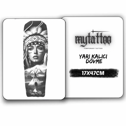 Kabile Kraliçesi Figürlü Kol Kaplama Yarı Kalıcı Dövme MY155 MyTattoo