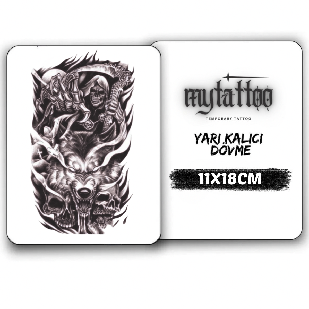 Ölümsüz Vahşet Orta Boy Yarı Kalıcı Dövme MY140 MyTattoo