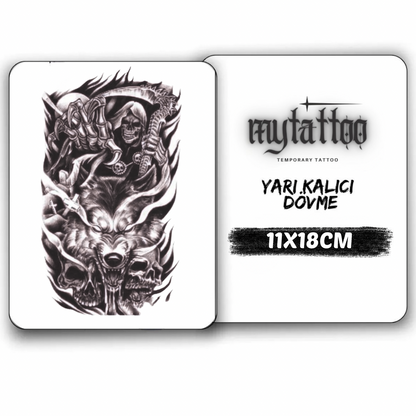 Ölümsüz Vahşet Orta Boy Yarı Kalıcı Dövme MY140 MyTattoo