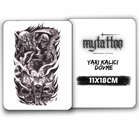 Ölümsüz Vahşet Orta Boy Yarı Kalıcı Dövme MY140 MyTattoo