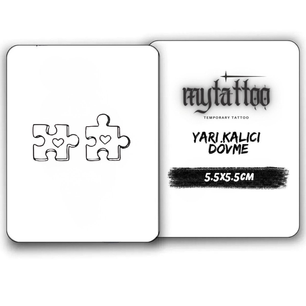 Çift Yapboz Figürlü Minimal Yarı Kalıcı Dövme-MY22 MyTattoo