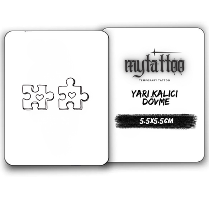 Çift Yapboz Figürlü Minimal Yarı Kalıcı Dövme-MY22 MyTattoo