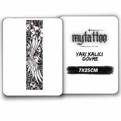 Sihirli Leylek Figürlü Şerit Yarı Kalıcı Dövme-MY104 MyTattoo