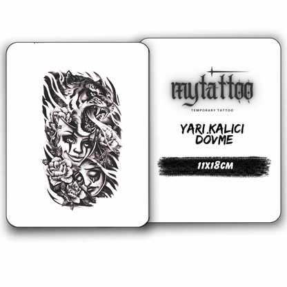 Vahşi Maskeler Figürlü Orta Boy Yarı Kalıcı Dövme-MY89 MyTattoo