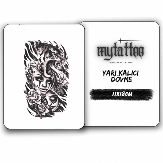 Vahşi Maskeler Figürlü Orta Boy Yarı Kalıcı Dövme-MY89 MyTattoo