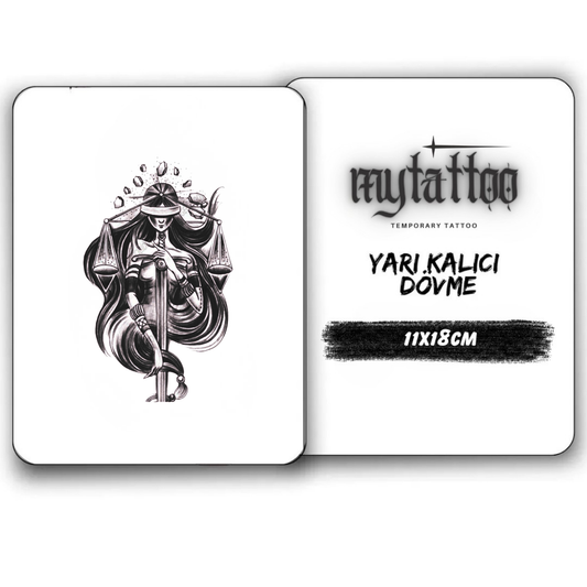 Adalet Kadını Figürlü Orta Boy Yarı Kalıcı Dövme-MY86