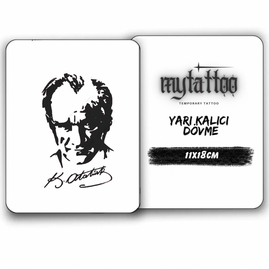 Atatürk Portre Figürlü Orta Boy Yarı Kalıcı Dövme-MY85