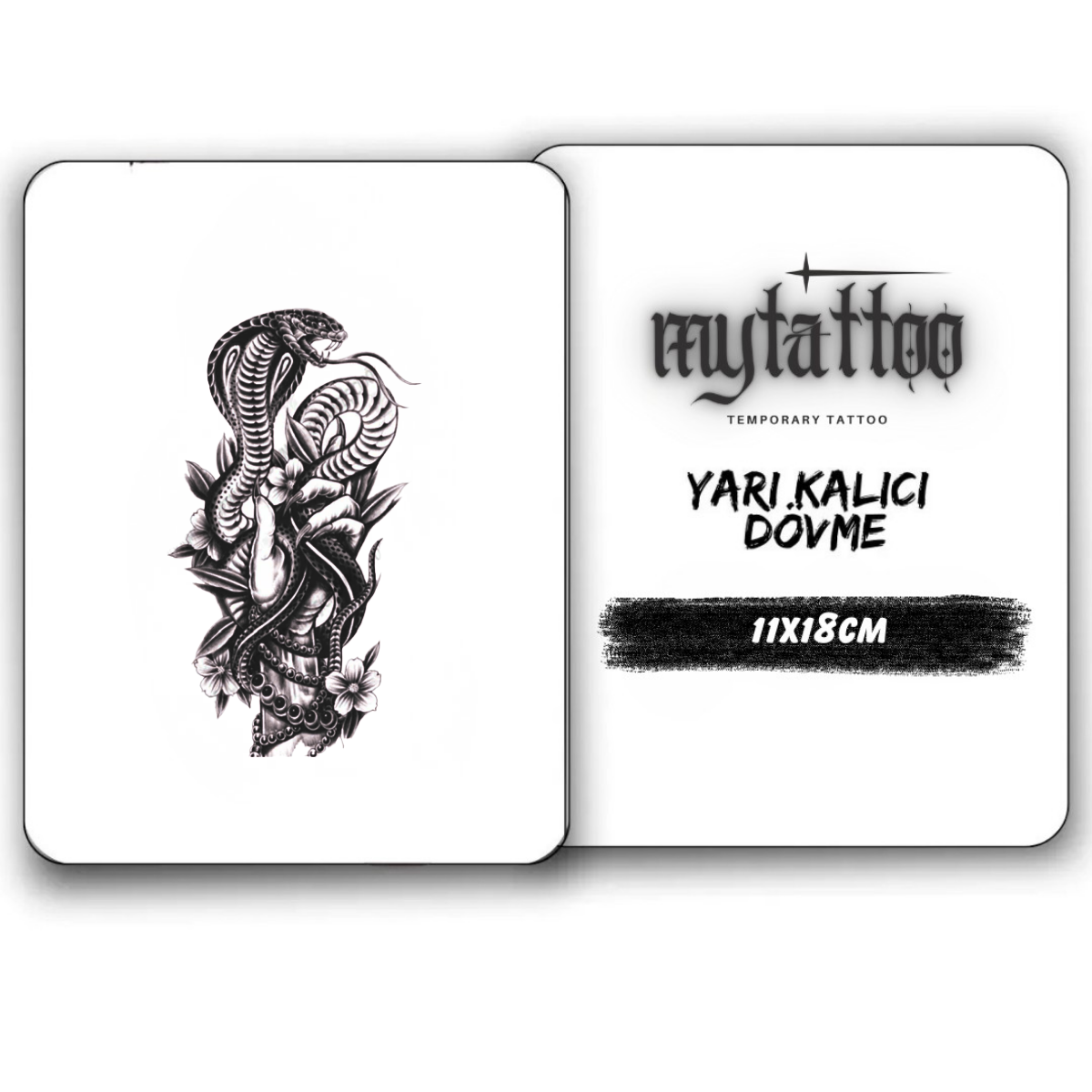 Kobra&El Figürlü Orta Boy Yarı Kalıcı Dövme-MY71 MyTattoo