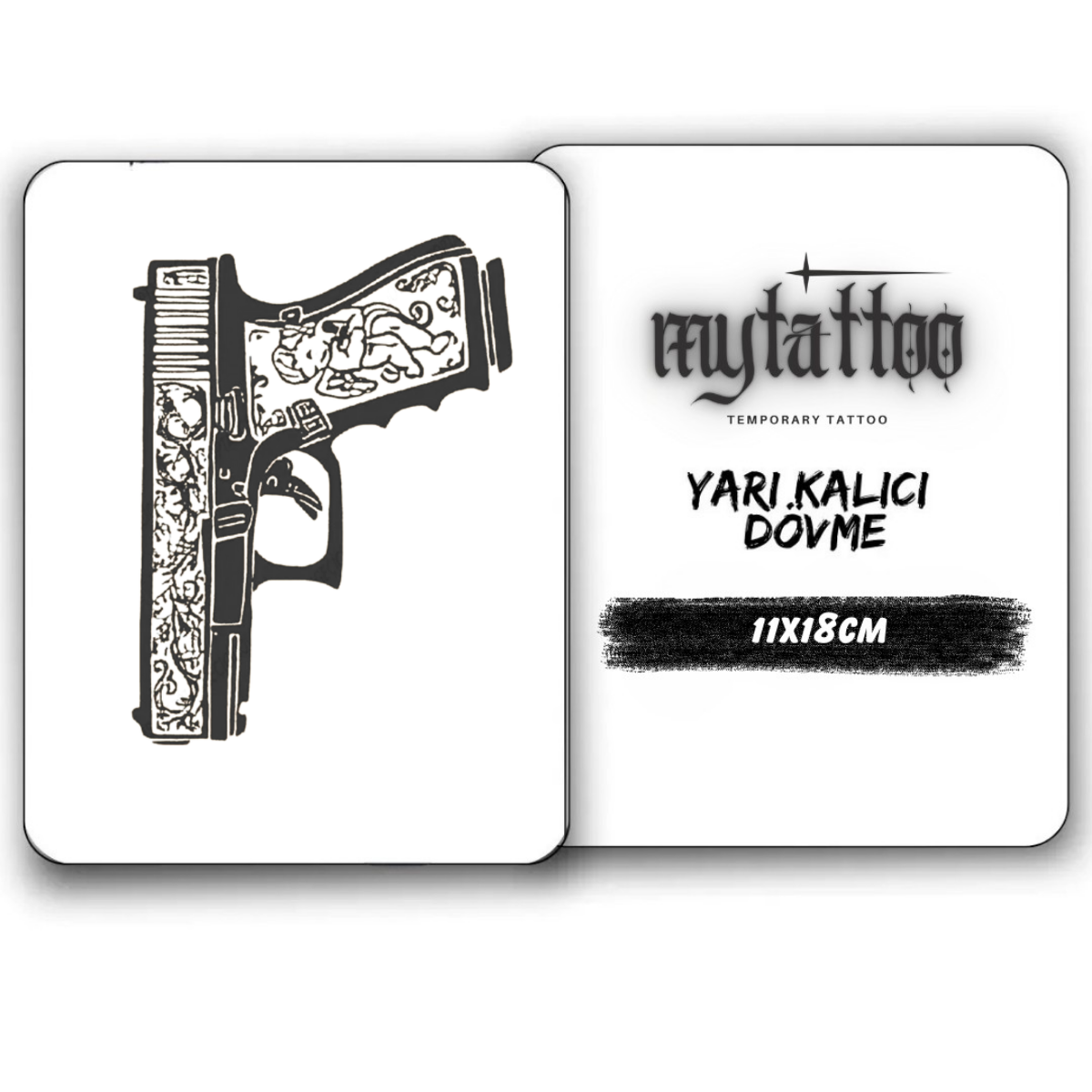 Desenli Glock Figürlü Orta Boy Yarı Kalıcı Dövme-MY70 MyTattoo