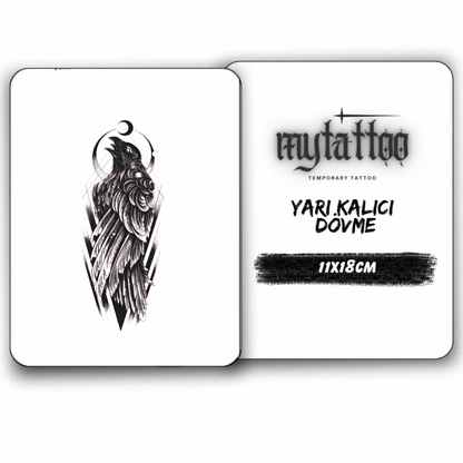 Dash Kuzgun Figürlü Orta Boy Yarı Kalıcı Dövme-MY66 MyTattoo