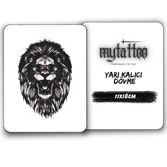 Aslan Gülüşü Figürlü Orta Boy Yarı Kalıcı Dövme-MY64