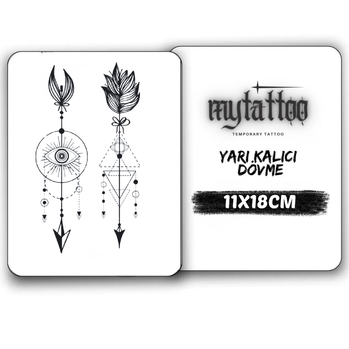 İlahi Oklar 2 Figürlü Orta Boy Yarı Kalıcı Dövme-MY93 MyTattoo