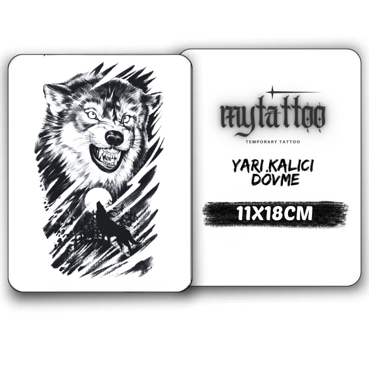 Ulu Kurt Figürlü Orta Boy Yarı Kalıcı Dövme-MY92 MyTattoo