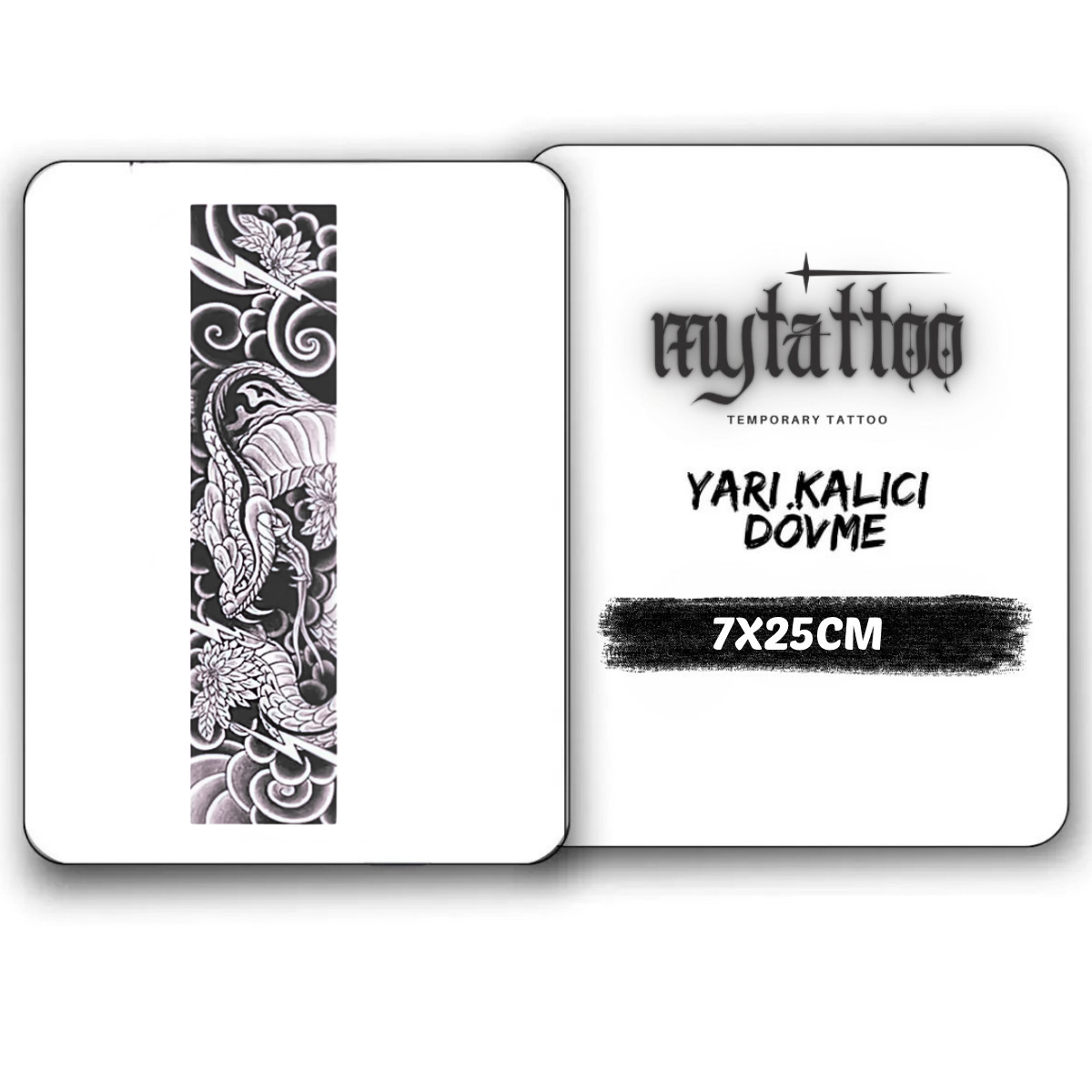Kobra&Dalga Figürlü Şerit Yarı Kalıcı Dövme-MY102 MyTattoo