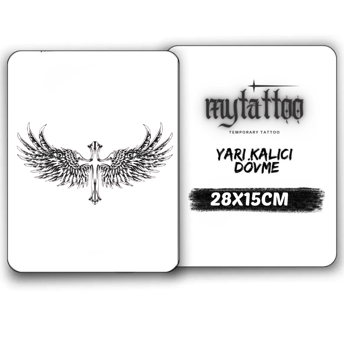 Kutsal Kanatlar Figürlü Büyük Yarı Kalıcı Dövme-My115 MyTattoo
