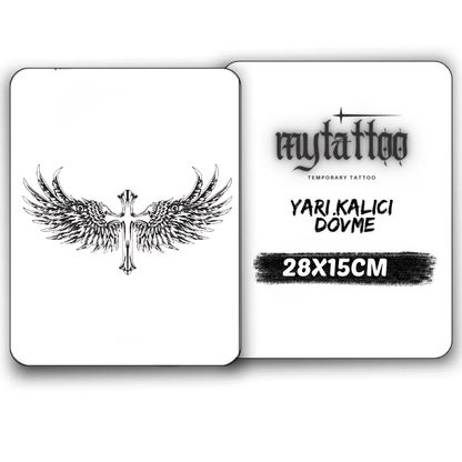 Kutsal Kanatlar Figürlü Büyük Yarı Kalıcı Dövme-My115 MyTattoo