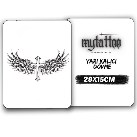 Kutsal Kanatlar Figürlü Büyük Yarı Kalıcı Dövme-My115 MyTattoo