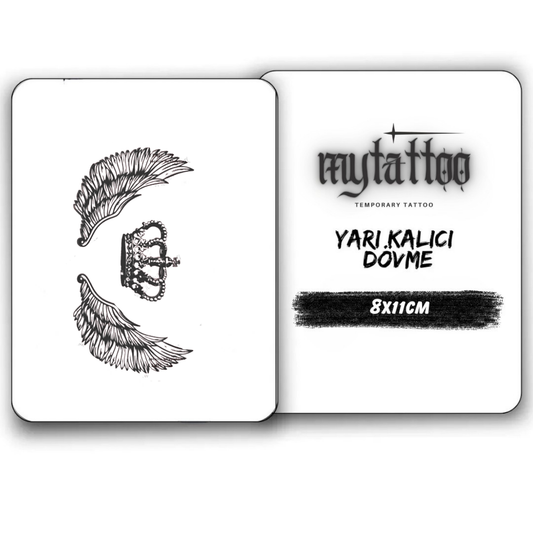 Taç&Kanat Figürlü Küçük Boy Yarı Kalıcı Dövme-MY29