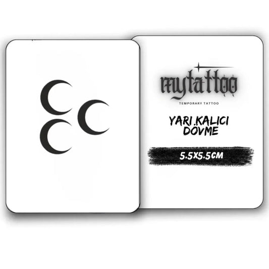 3 Hilal Figürlü Minimal Yarı Kalıcı Dövme-MY20 MyTattoo