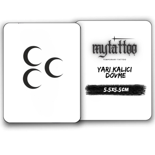 3 Hilal Figürlü Minimal Yarı Kalıcı Dövme-MY20