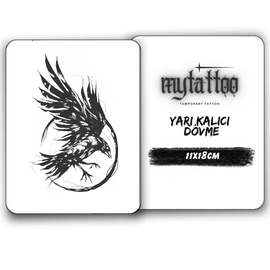 Kanlı Kuzgun Figürlü Orta Boy Yarı Kalıcı Dövme-MY49
