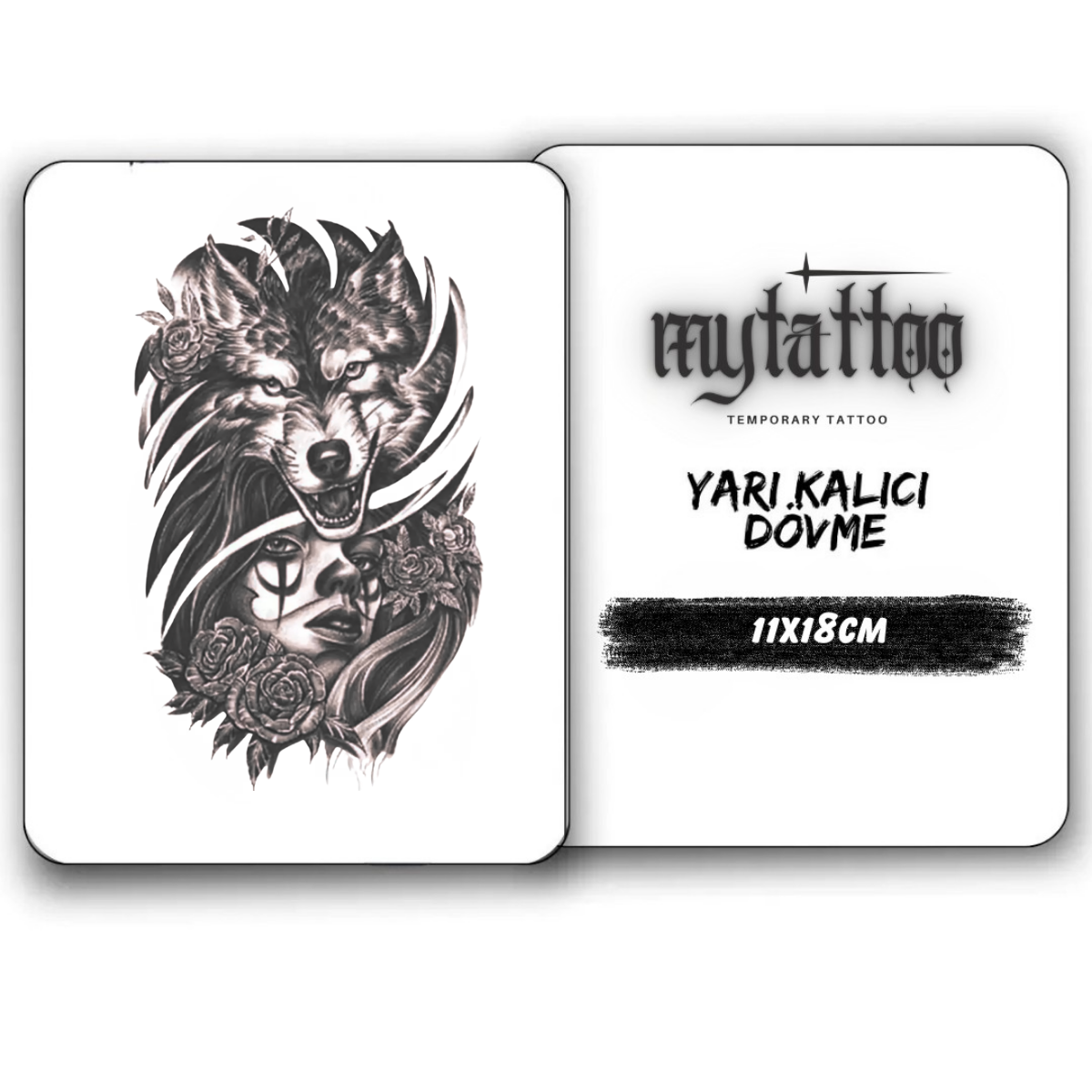 Kurt&Kadın Figürlü Orta Boy Yarı Kalıcı Dövme-MY48 MyTattoo