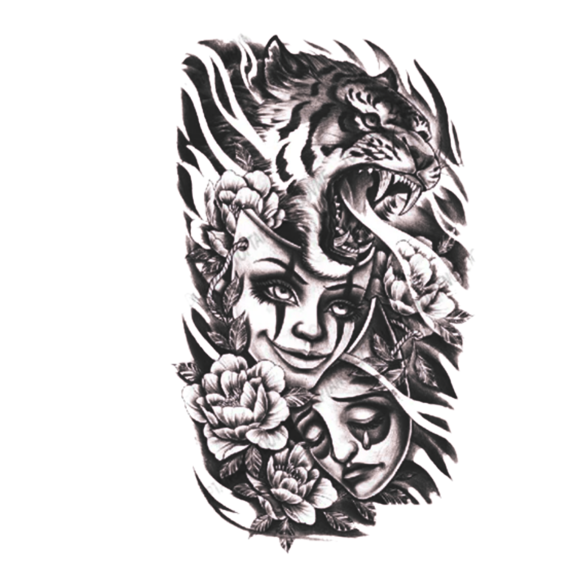 Vahşi Maskeler Figürlü Orta Boy Yarı Kalıcı Dövme-MY89 MyTattoo