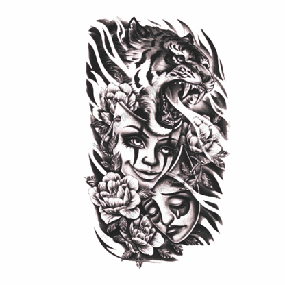 Vahşi Maskeler Figürlü Orta Boy Yarı Kalıcı Dövme-MY89 MyTattoo