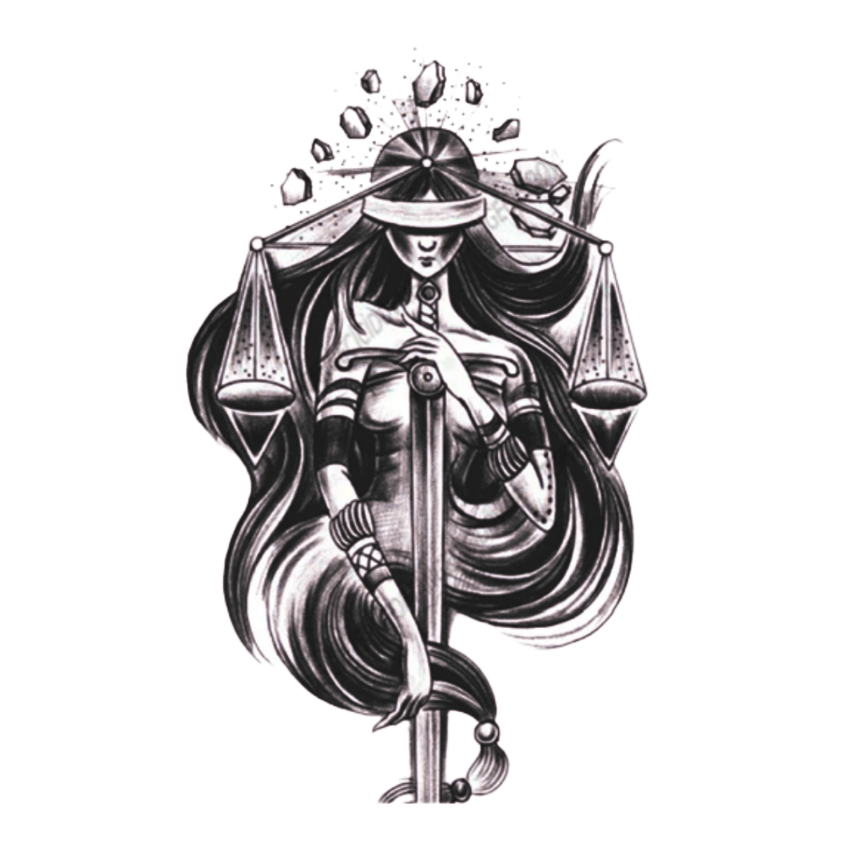 Adalet Kadını Figürlü Orta Boy Yarı Kalıcı Dövme-MY86 MyTattoo