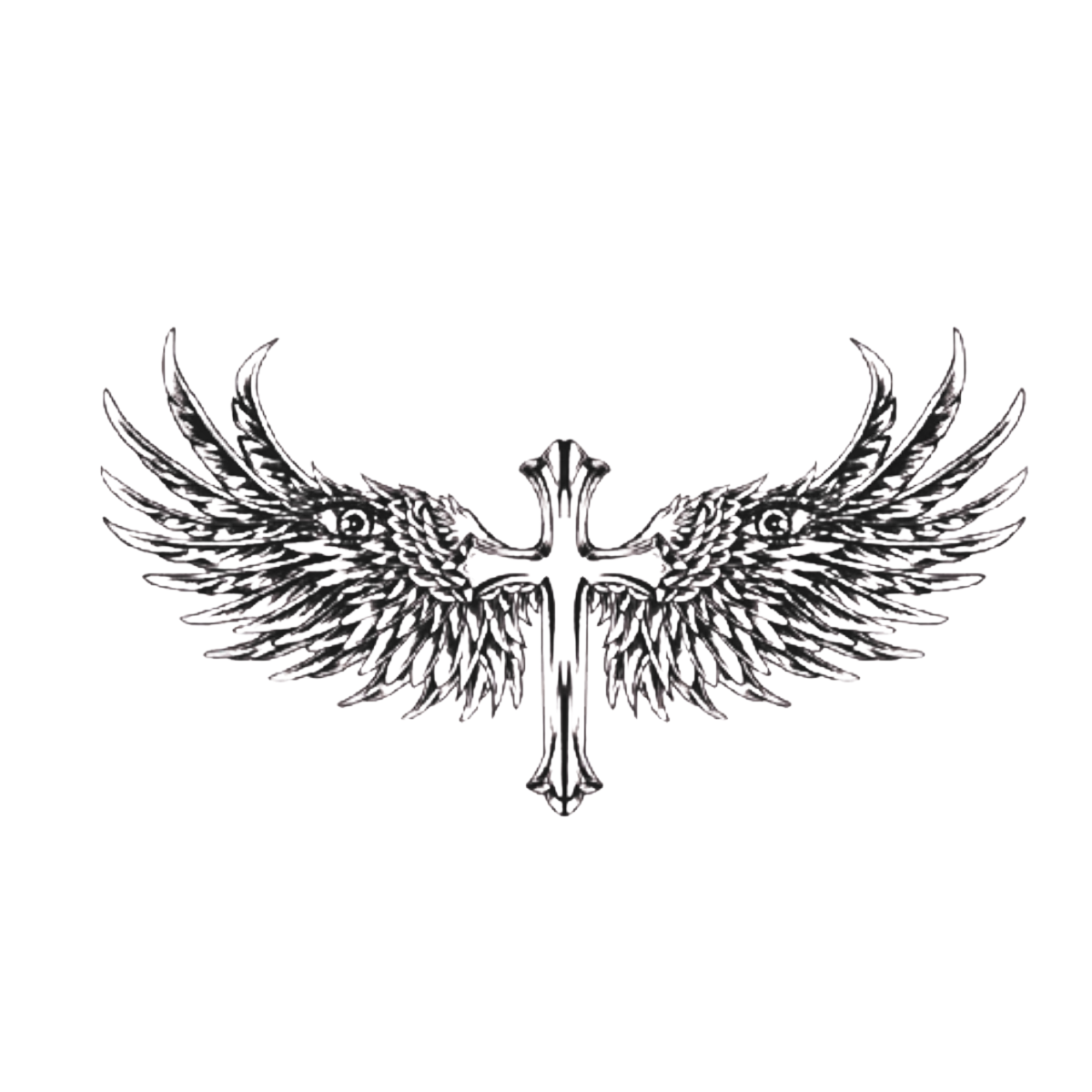 Kutsal Kanatlar Figürlü Büyük Yarı Kalıcı Dövme-My115 MyTattoo