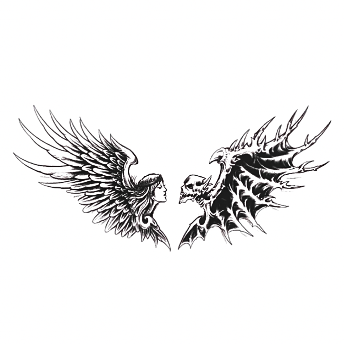 Melek&Şeytan Figürlü Büyük Yarı Kalıcı Dövme-My113 MyTattoo